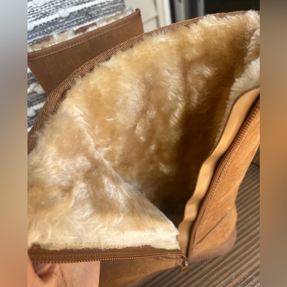 Camel Suede Mid-Calf Boots - Picture 7 of 9